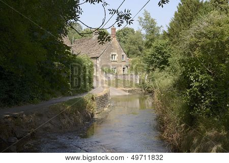 Ford Through River At Lacock. Wiltshire. UK