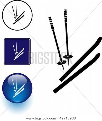 narty i kijki symbol znak i przycisk