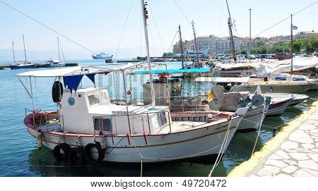 Boats in the harbor, Corfu Town, Greece