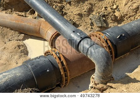 Plastic Pipes In The Ground.
