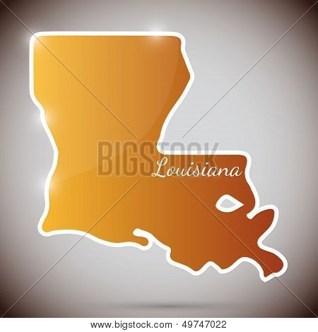 vintage sticker in form of Louisiana state, USA