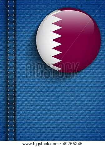 Qatar Flag Button In Jeans Pocket Vector