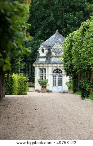 Gardens and Chateau de Villandry in Loire Valley in France