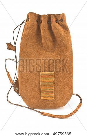 Leather Pouch Bag Tied With Leather String