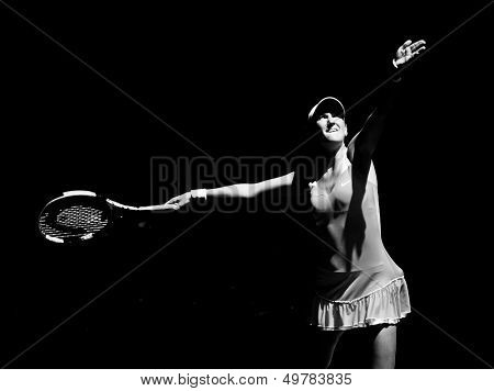MELBOURNE - JANUARY 23: Victoria Azarenka of Belarus in her fourth round Loss to Li Na of Chinaa in the 2011 Australian Open on January 23, 2011 in Melbourne, Australia