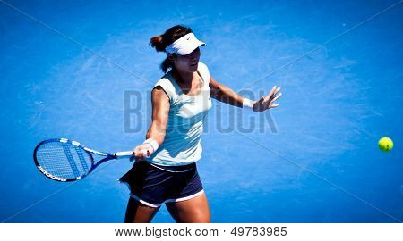MELBOURNE - JANUARY 23: Li Na of China in her in her fourth round win over Victoria Azarenka of Belarus in the 2011 Australian Open on January 23, 2011 in Melbourne, Australia
