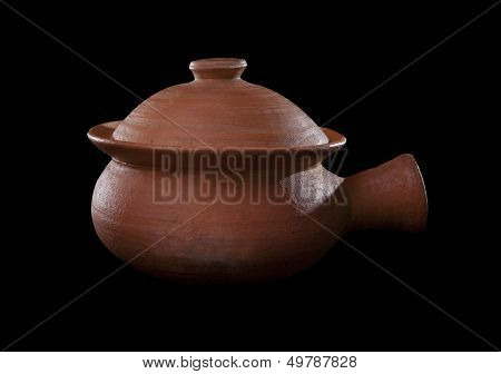 Thai Tradition Clay Pot On Black Background