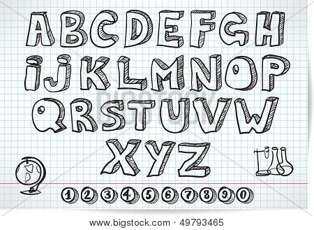 Doodle Font On Lined Sheet