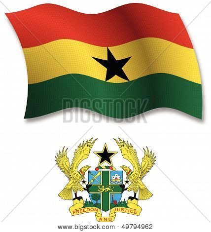 Ghana Textured Wavy Flag Vector