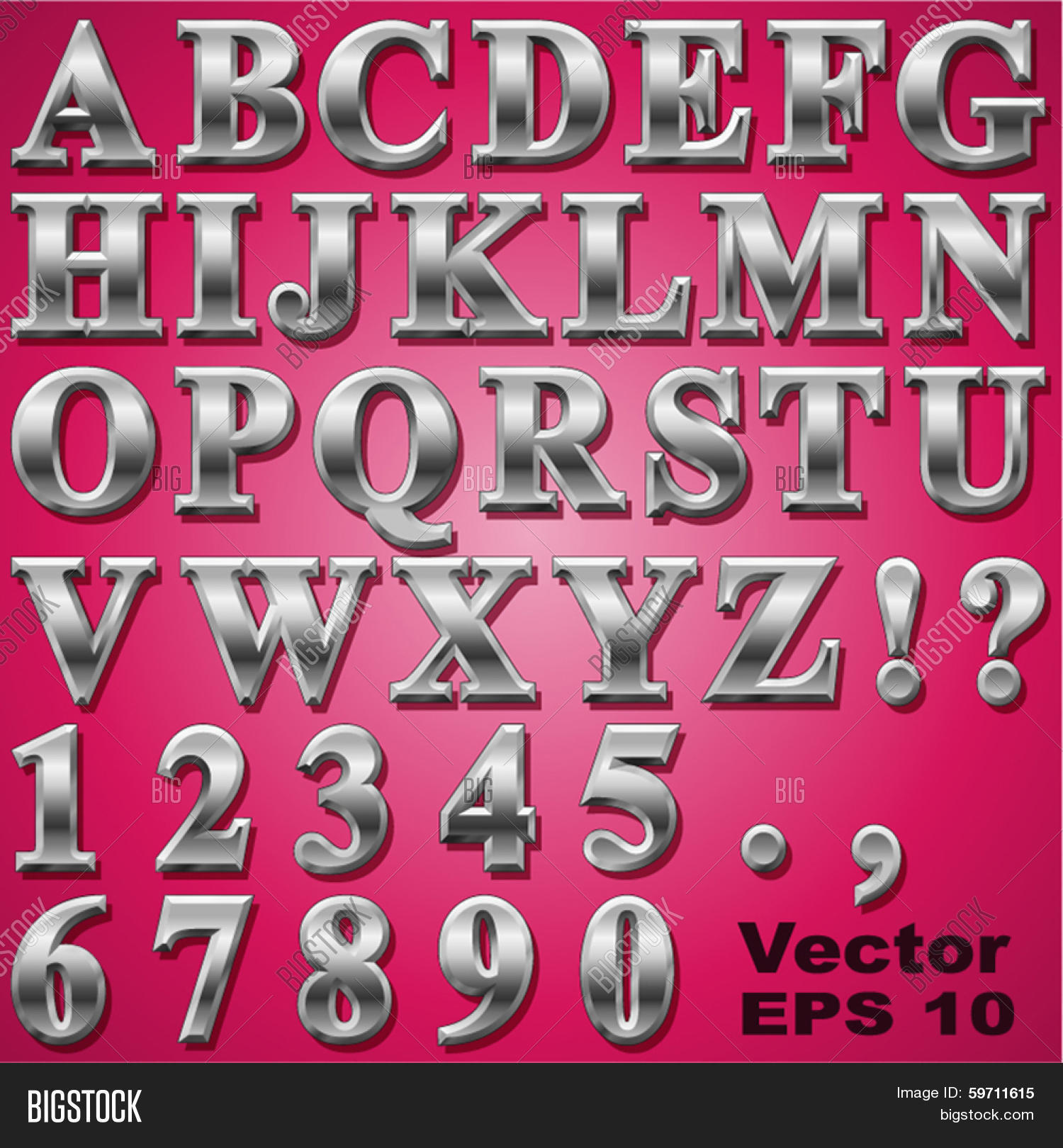 Shiny Metal Lettering Alphabet Sit Shiny Vector & Photo (Free Trial) | Bigstock