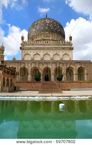 Historic Quli Qutbshahi tomb and reflection  in Hyderabad, India