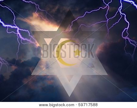 Star of David and Muslim Cresent