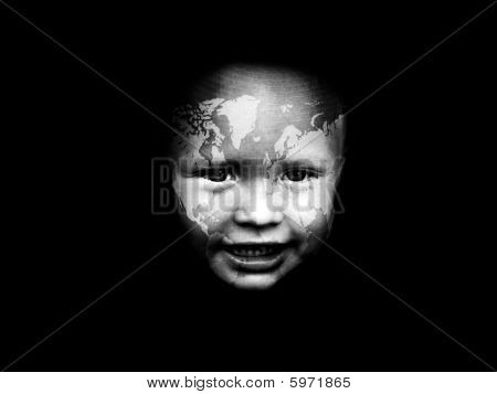 A boy with the world on his face