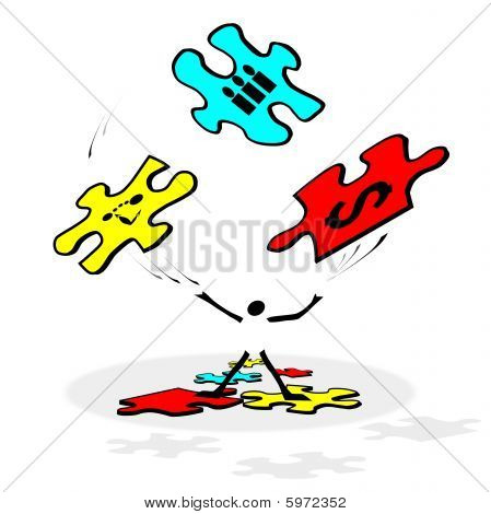 Žonglování Puzzle čas peněz a sil