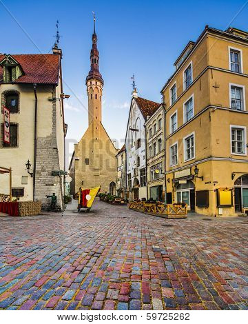 Tallinn, Estonia old city at old town hall.