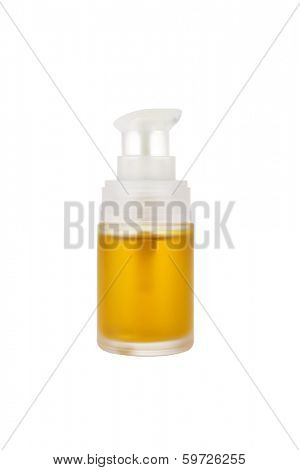 Cosmetic jojoba oil isolated on white