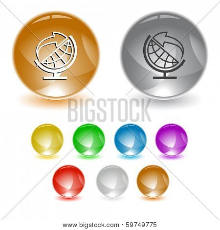 Globe and arrow. Raster interface element. 