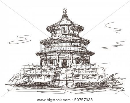 Temple of Heaven in Beijing Vector sketch