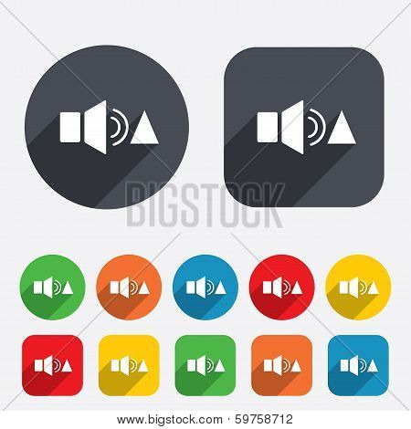 Speaker volume louder sign icon. Sound symbol.