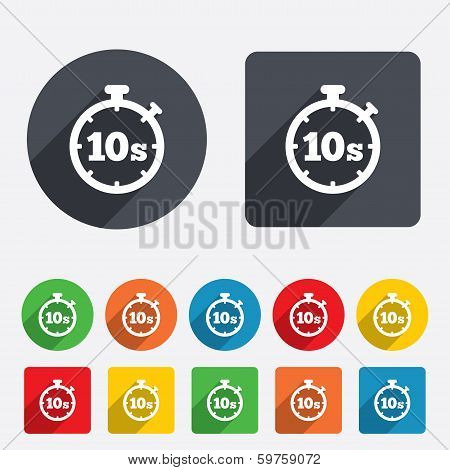 Timer 10s sign icon. Stopwatch symbol.