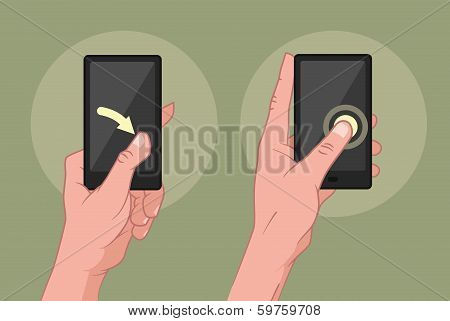 Hands using mobile device