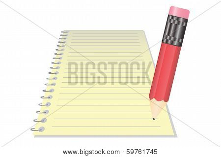 Vector Realistic Notepad With Pencil