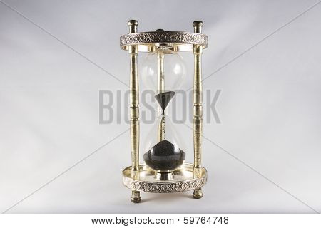 Hourglass - Old Fashioned Hourglass, Black Sand, Almost Empty.