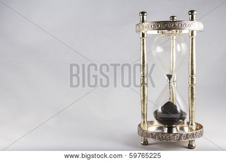 Hourglass - Old Fashioned Hourglass, Black Sand, Almost Empty, Right Of Image