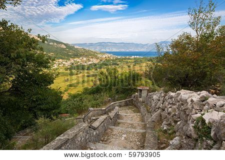 Bay in Krk Island with view to Baska, Croatia