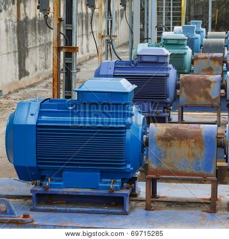 Electric motor mounted with in the industry plant.