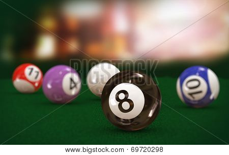 3D Eight Black Billiard Pool Ball