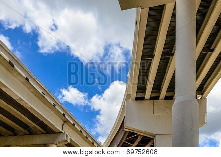 skyward view of an elevated highway system