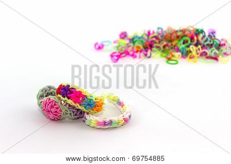 Colorful Of Elastic Rainbow Loom Bands.
