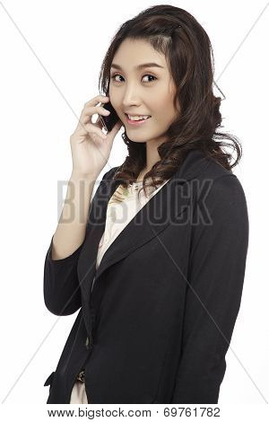 Asian Business Woman Use Cellphone.