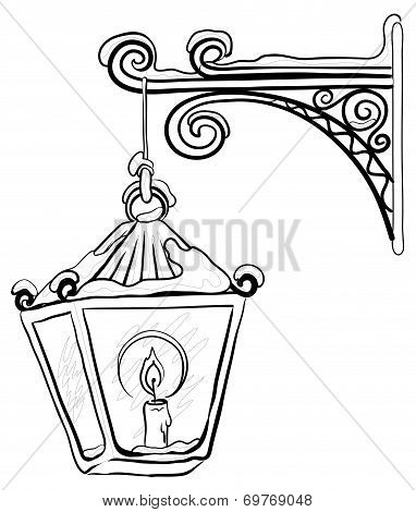 Antique lantern, contour