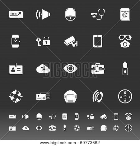 Passenger Security Icons On Gray Background