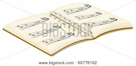Illustration of a music book on a white background