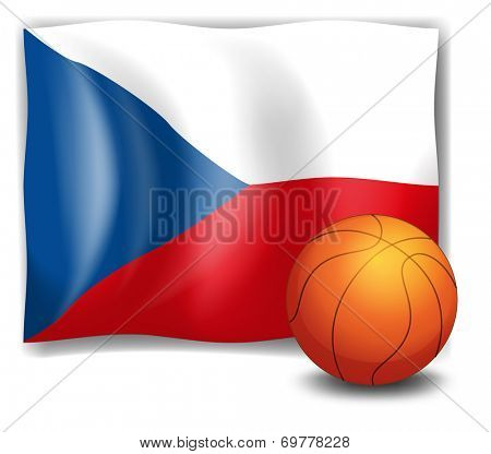 Illustration of the flag of CzechRepublic and a ball on a white background