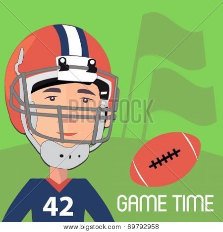 american football player with a ball - flat design vector 