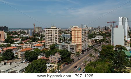 Aerial View Of Downtown Maputo