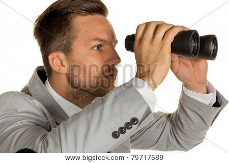 a manager young entrepreneurs with binoculars looking for jobs or jobs