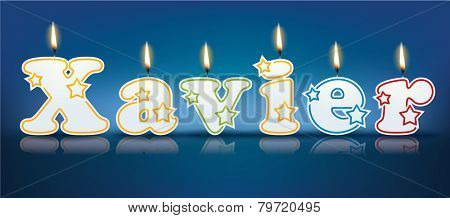 XAVIER written with burning candles - vector illustration