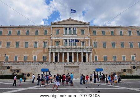 People Visiting The Greek Parliament