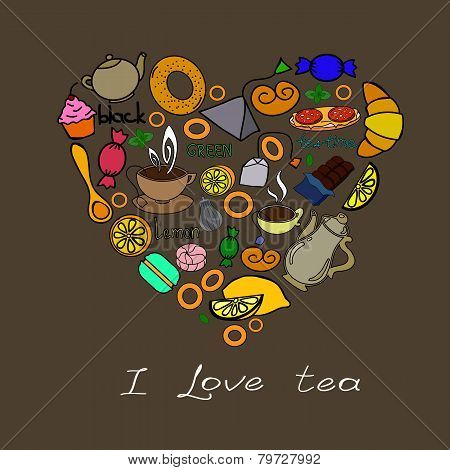 Vector Card With Cups And Teapots.