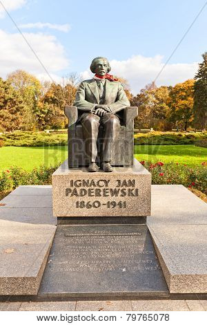 Ignacy Jan Paderewski Monument In Warsaw, Poland