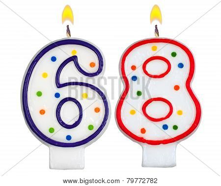 Birthday Candles Number Sixty Eight