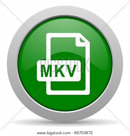 mkv file green glossy web icon 