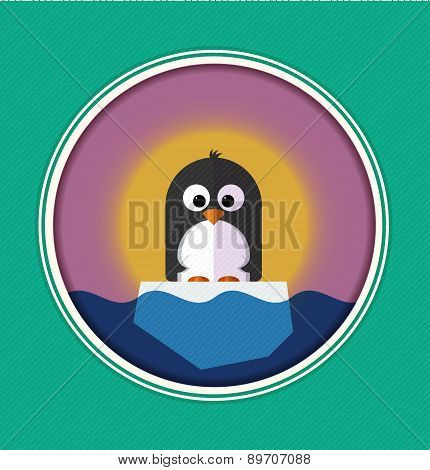 Illustration of Penguin on a ice floe