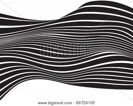 black and white mobious wave stripe optical design