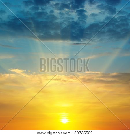 Beautiful Sunrise And Cloudy Sky